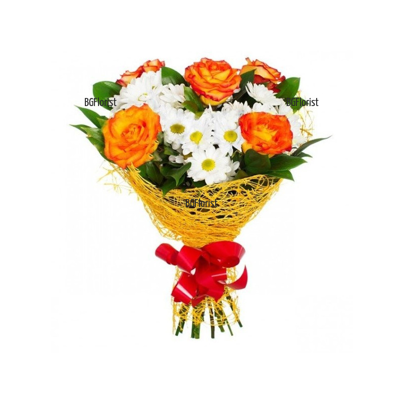 Поръчка на цветя онлайн - рози и хризантеми