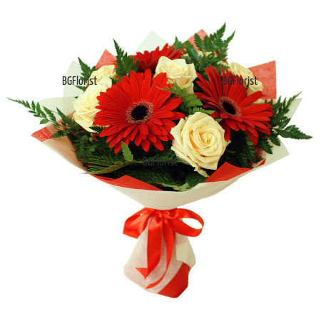 Bouquet of gerberas and roses delivered to Bulgaria