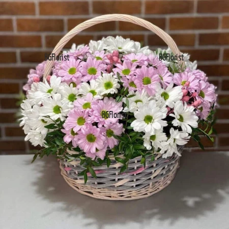 Delivery to Bulgaria a basket with white and pink flowers