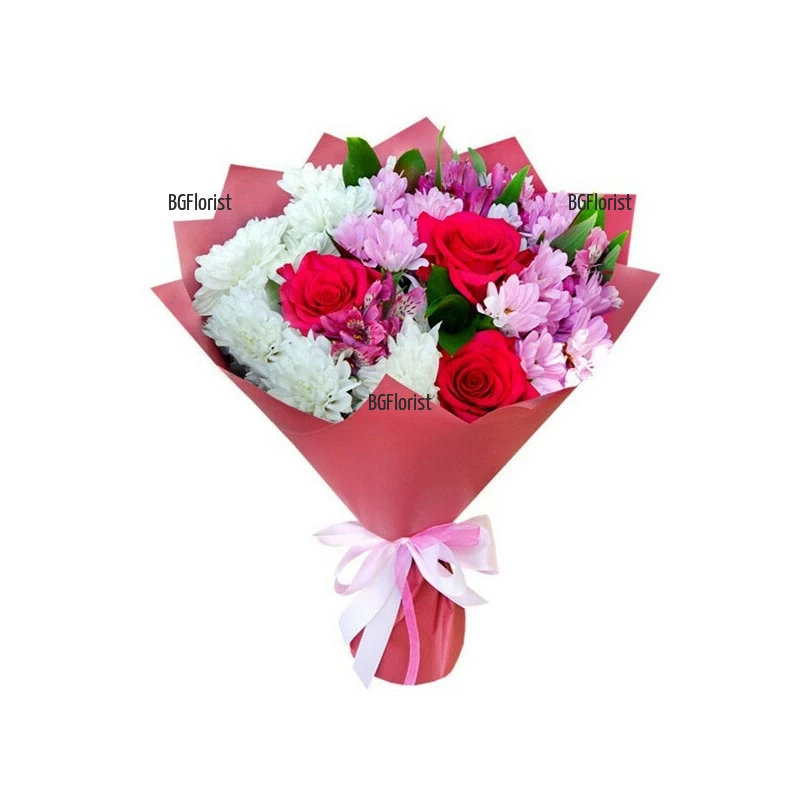 Bouquet of fresh flowers and greens Especially for you