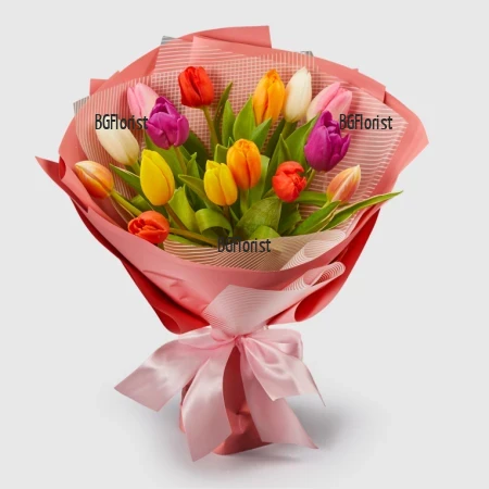 Send to Bulgaria a bouquet of 15 tulips