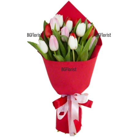 Flower delivery to Bulgaria 15 tulips bouquet