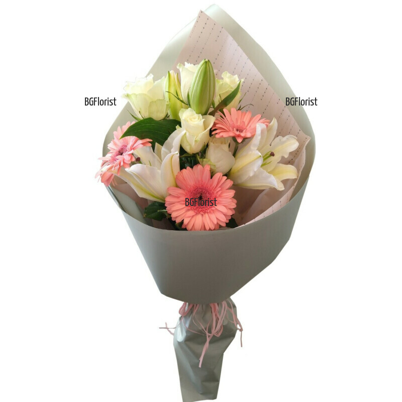 Delivery of a beautiful delicate bouquet of flowers