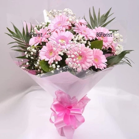 Delivery of a bouquet of pink gerberas