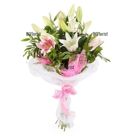 Delivery to Bulgaria Bouquet of lilies Starry sky