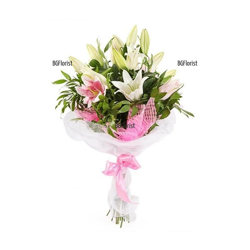Delivery to Bulgaria Bouquet of lilies Starry sky