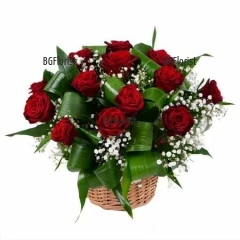 Flower delivery to Bulgaria - 15 red roses basket