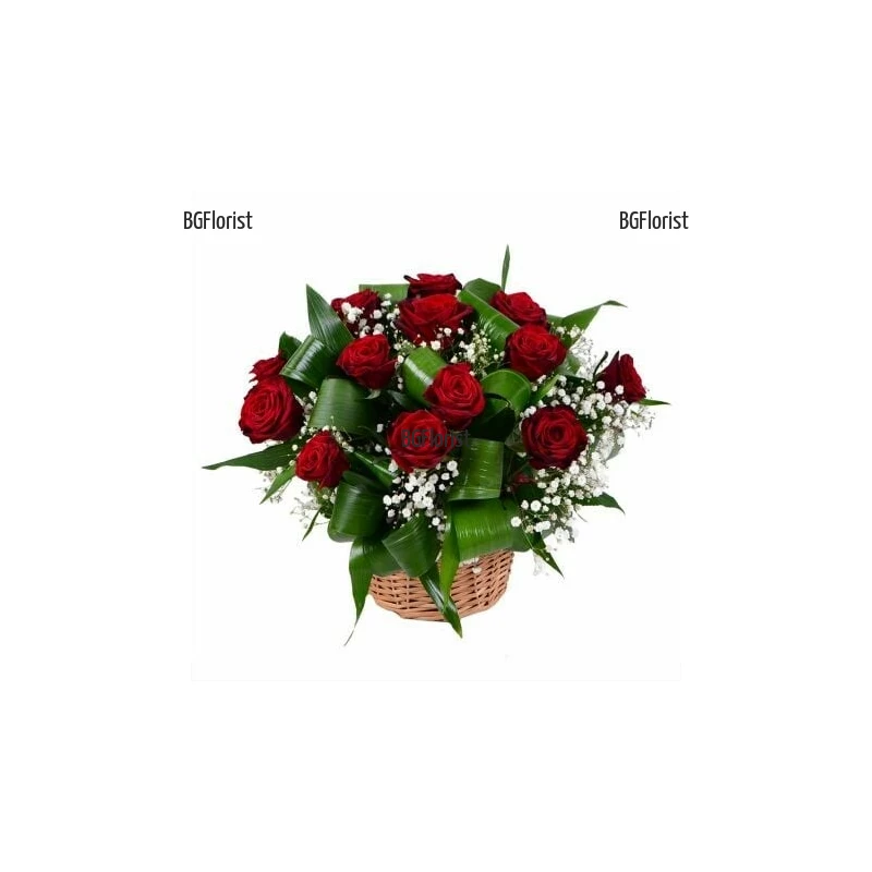 Flower delivery to Bulgaria - 15 red roses basket