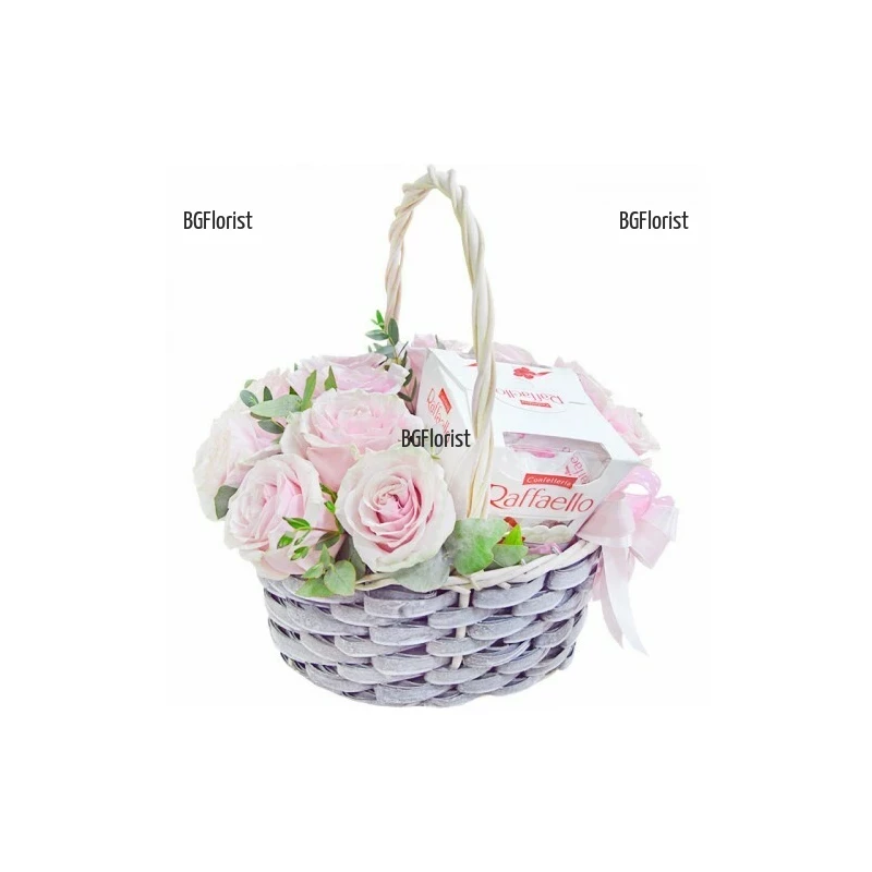 Send to Bulgaria basket of roses and chocolates