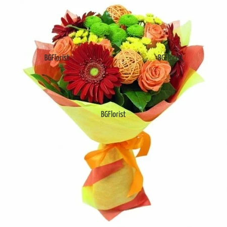 Order and delivery of a colorful bouquet of flowers