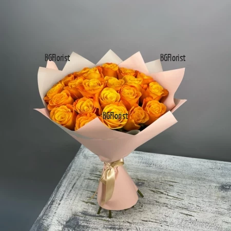 Send a bouquet of 25 orange roses to Bulgaria Plovdiv