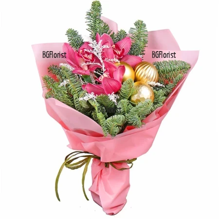 Доставка на букет от орхидеи за Коледа