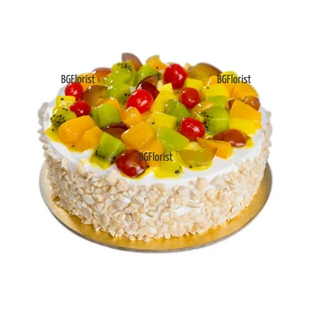 Online order of fruit cake and flowers