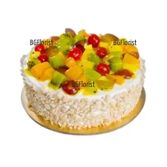 Online order of fruit cake and flowers