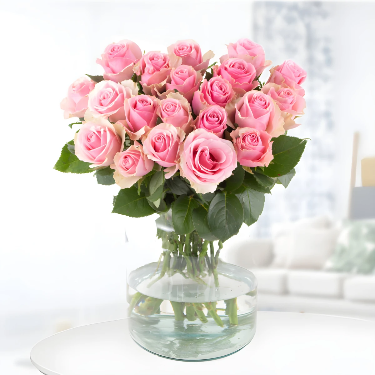 Send bouquet of pink roses by courier to Sofia.