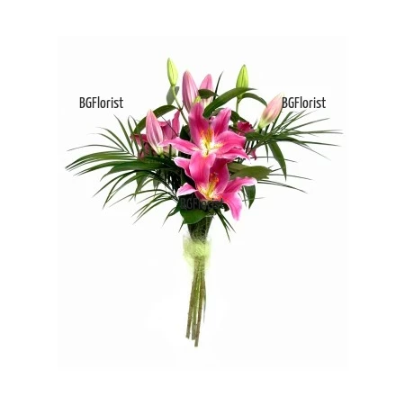 Send pink lilies and greenery to Sofia