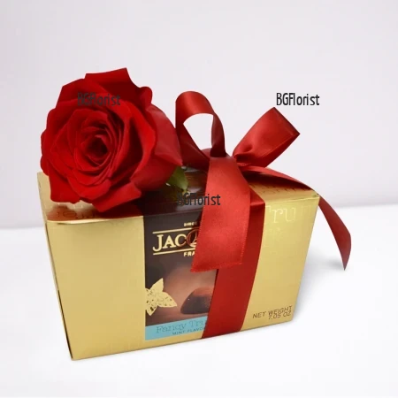 Send one rose and truffles to Sofia, Plovdiv, Varna, Burgas