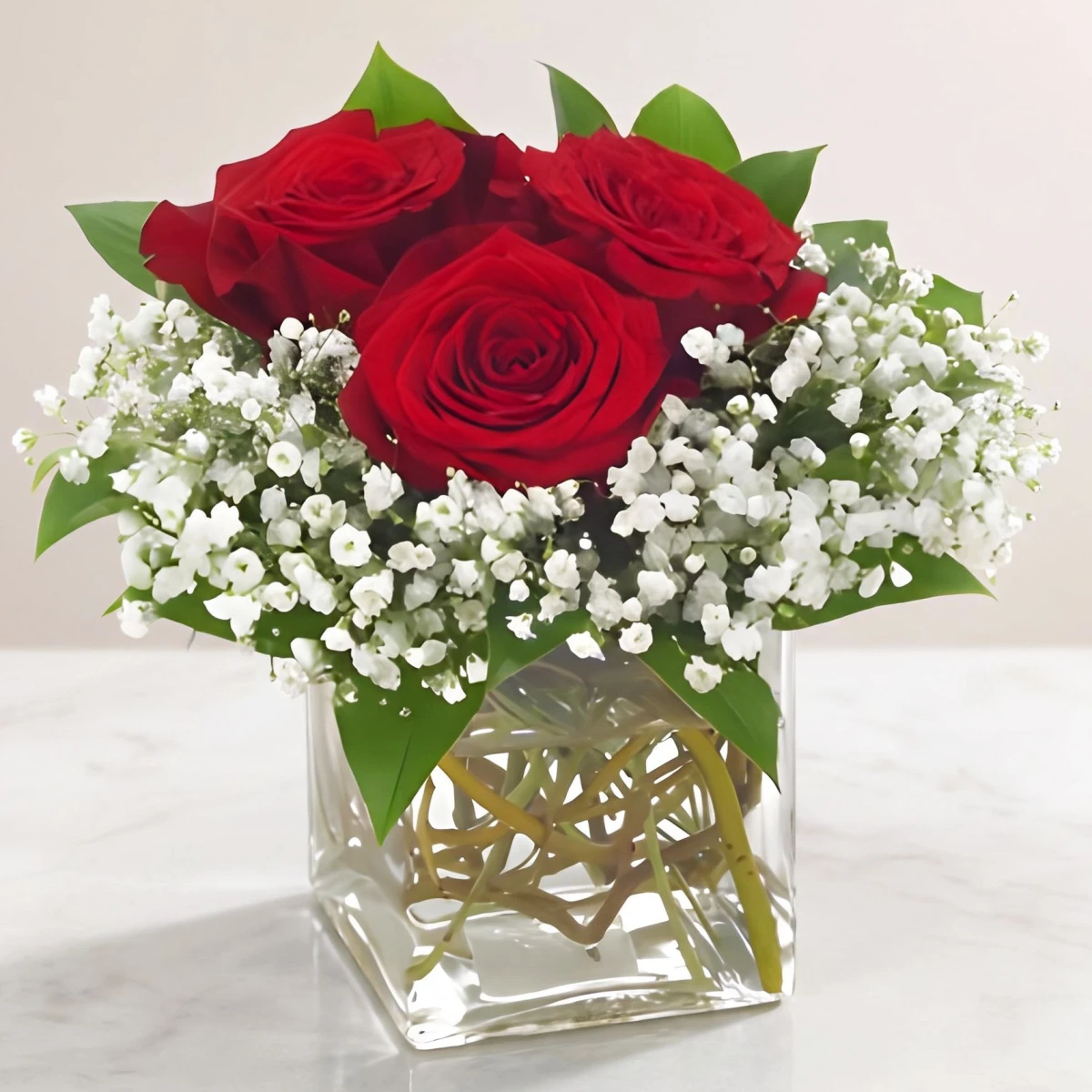 Send 3 Red Roses in a Glass Vase for Someone Special