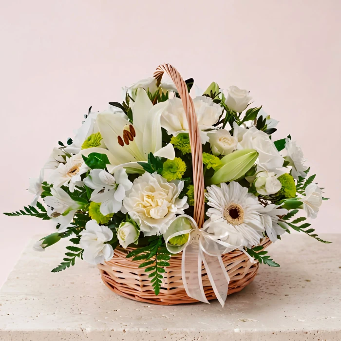 White Flower Basket Delivery in Sofia for Weddings