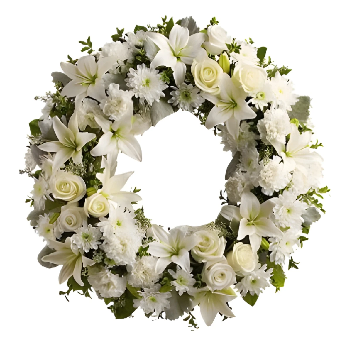 Send a funeral wreath of white flowers to Sofia, Plovdiv, Varna