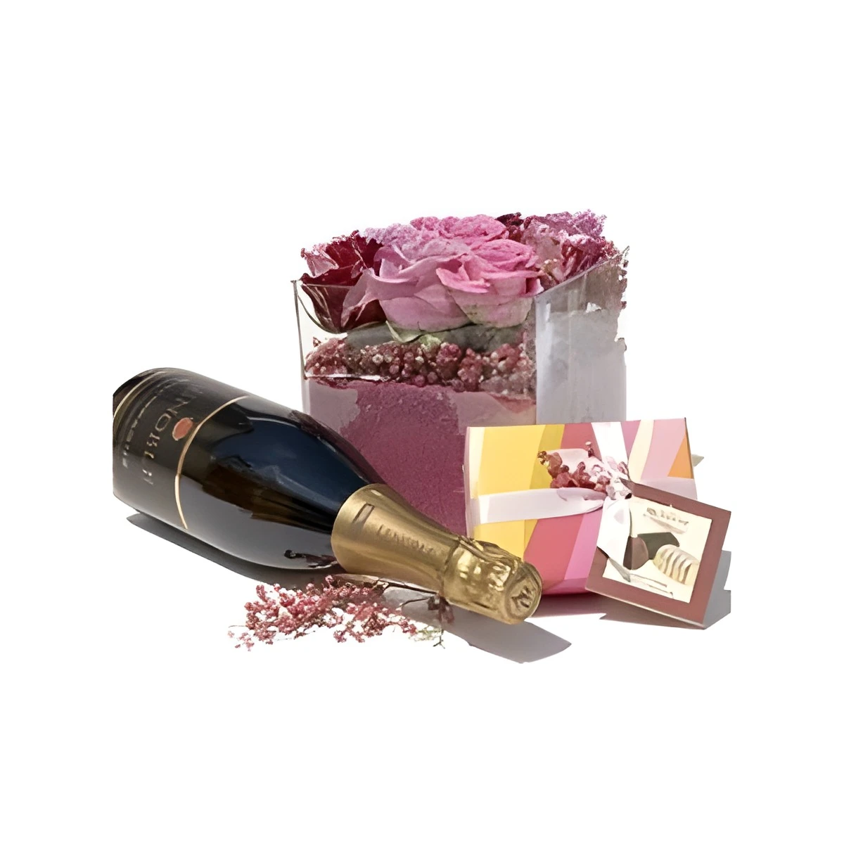 Send set of roses and gifts by courier