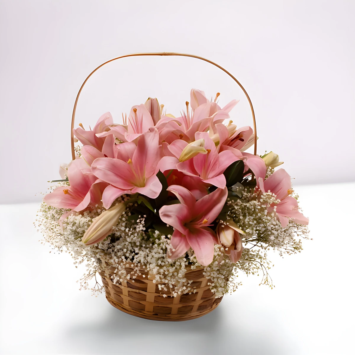 Send basket with pink lilies to Plovdiv