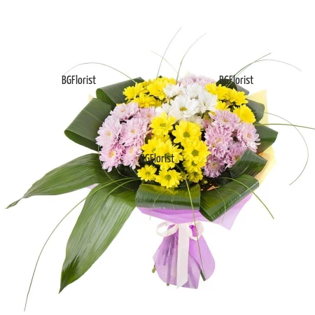 An online order and a delivery of a bouquet of chrysanthemums - Arizona.