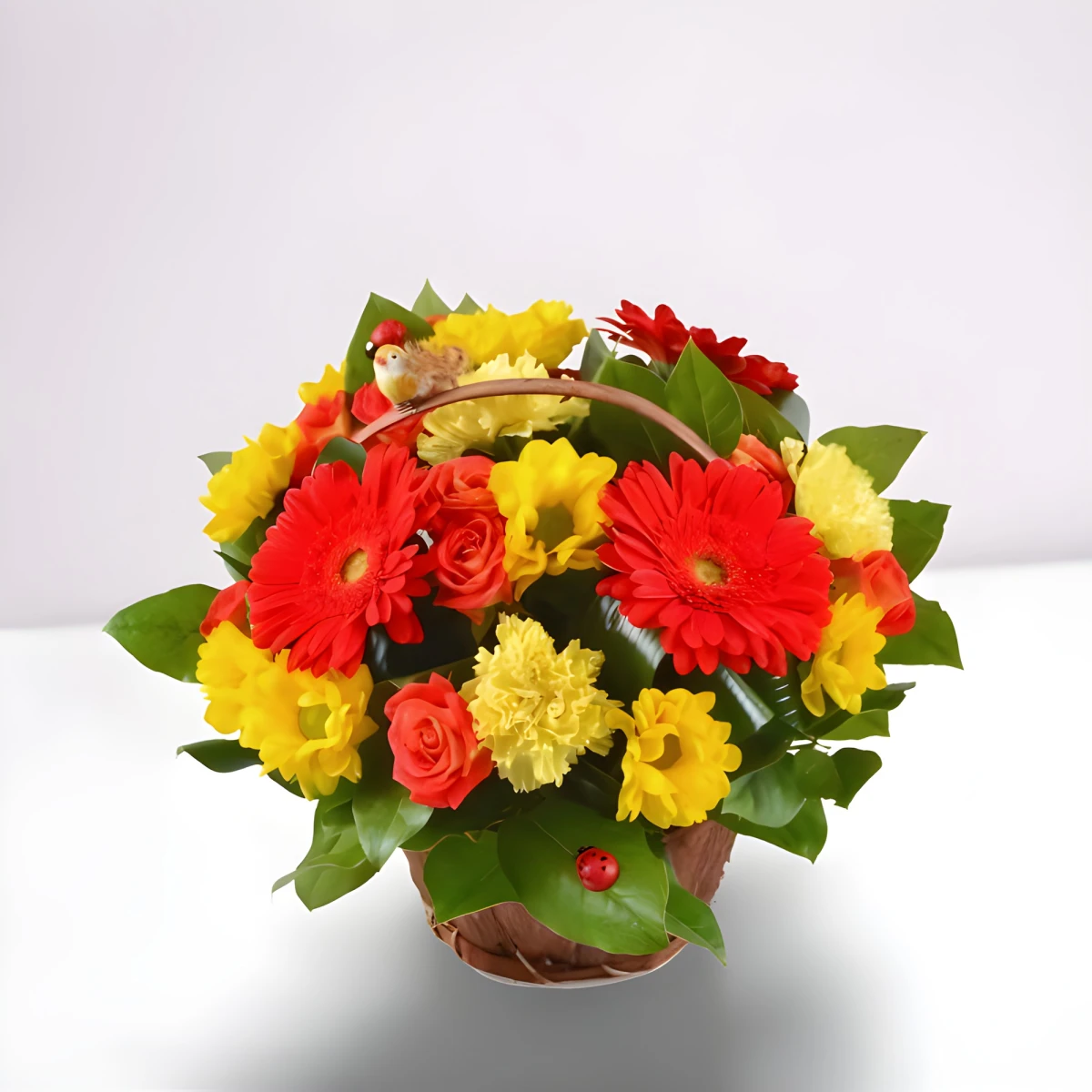 Send a flower basket by courier.