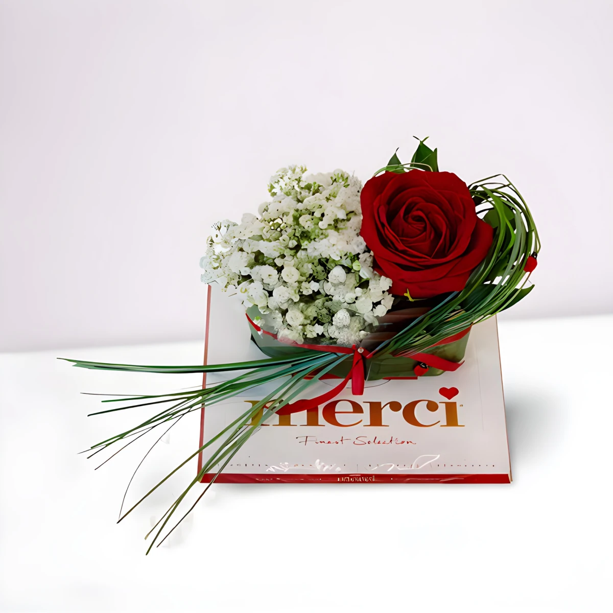 Red Rose and Merci Chocolates | Romantic Gift
