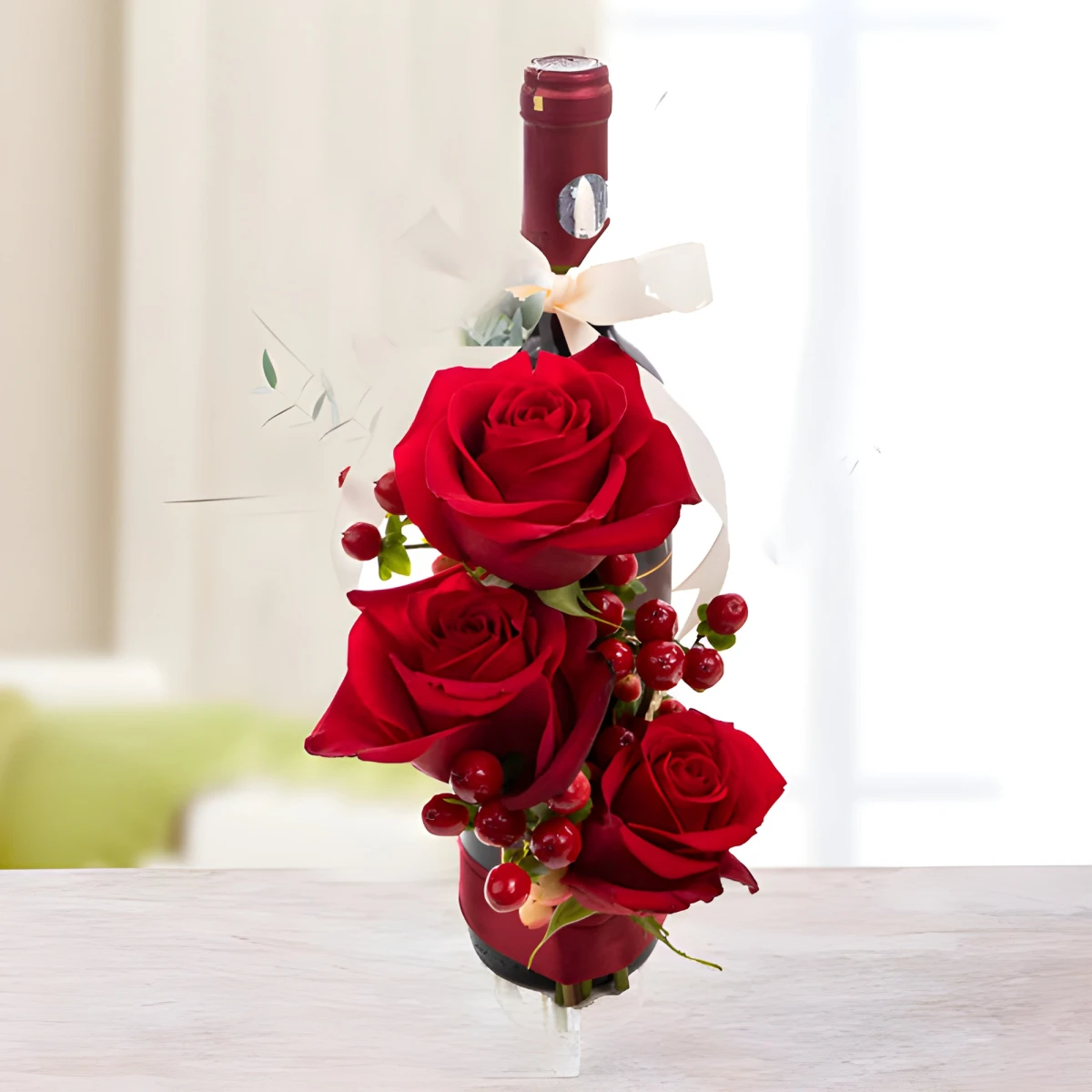 Send to Bulgaria Red Roses and Wine