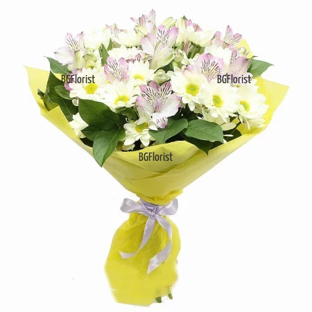 Wonderful Day Bouquet of Chrysanthemums and Alstroemerias