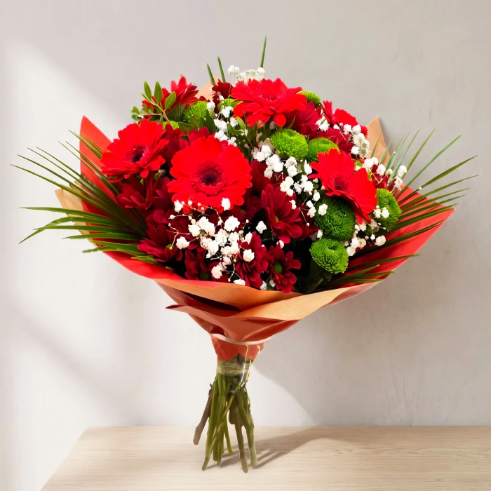 Red Gerbera and Chrysanthemum Bouquet – Flower Delivery
