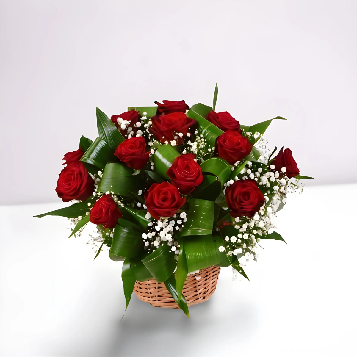 Flower delivery to Bulgaria - 15 red roses basket