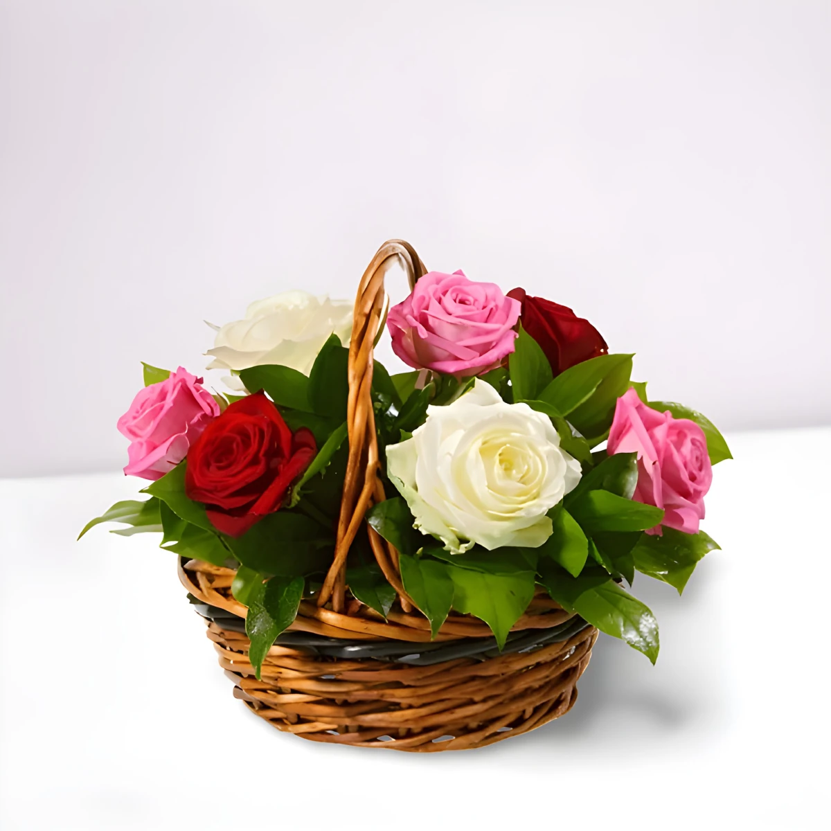 Send to Bulgaria a basket with colorful roses