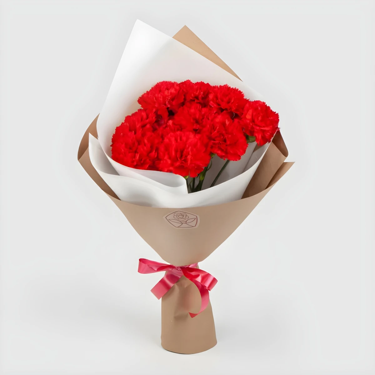 A bouquet of 11 red carnations
